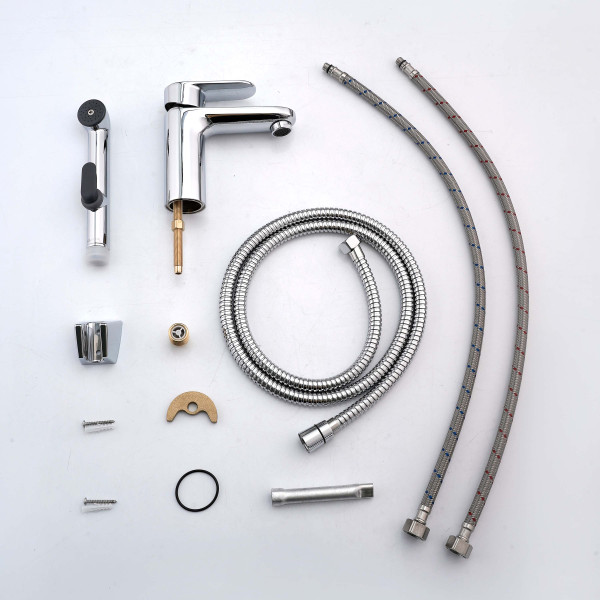 Смеситель для раковины Aquatek Ника с гигиеническим душем хром (AQ1812CR)