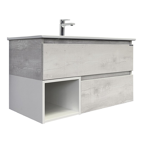 Тумба подвесная Comforty Турин 910x500x465 дуб бежевый матовый с раковиной (00-00001572)