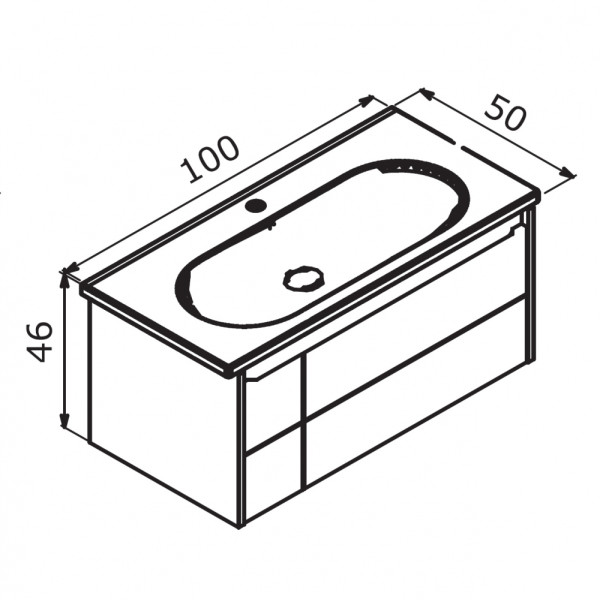 Тумба подвесная Orka Likya 1000x500x460 с раковиной антрацит матовый (5002489)