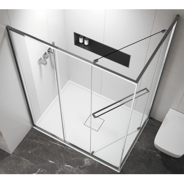 Душевой уголок Azario Monako 90x90x195 стекло прозрачное, профиль графит матовый (AZ-L47-90-MGR-CL)