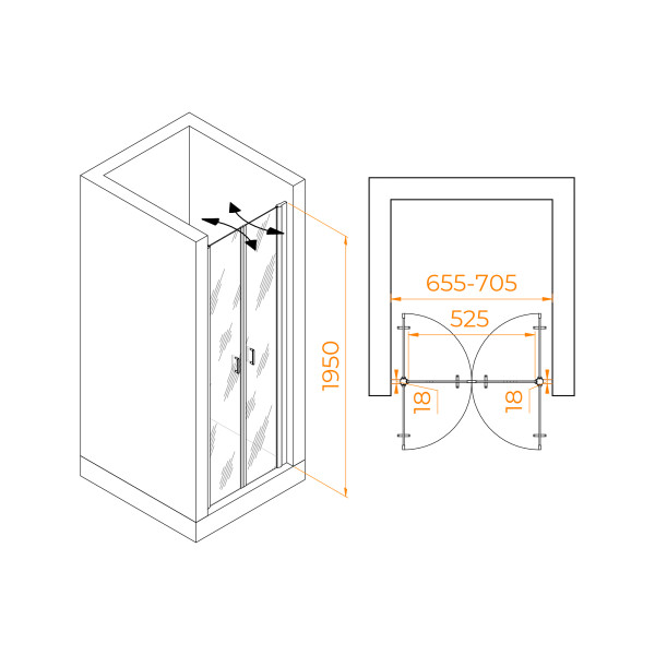 Душевая дверь RGW 70x195 стекло прозрачное, профиль черный (060810407-14)