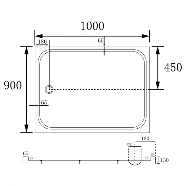 Душевой поддон Abber 100x130x90 белый (AD3C109)