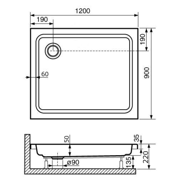 Душевой поддон RGW STYLE 90x120 белый (16180292-11) Душевой поддон RGW STYLE 90x120 белый (16180292-11)