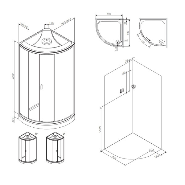 Душевая кабина AM.PM X-Joy 90x90 профиль белый, стекло прозрачное (W88C-401-090WT)