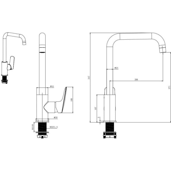 Смеситель для кухни Aquatek Вега черный матовый (AQ1081MB) Смеситель для кухни Aquatek Вега черный матовый (AQ1081MB)