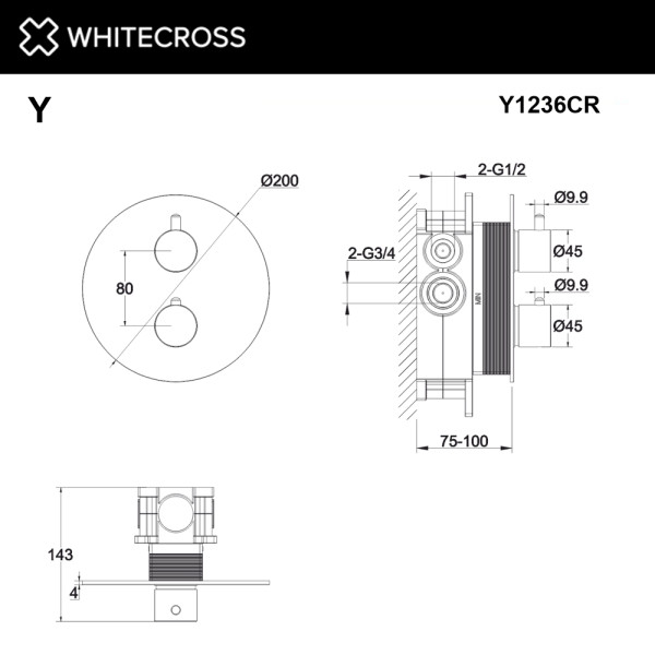 Смеситель для душа Whitecross Y хром (Y1236CR)