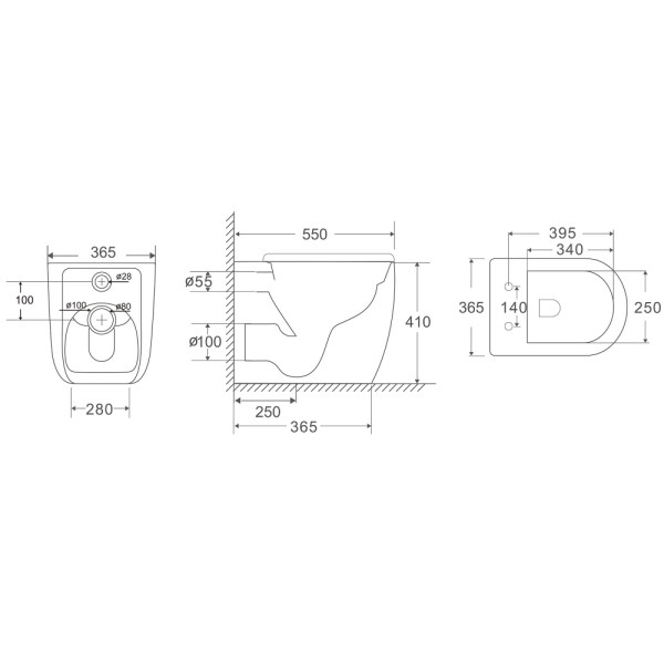 Унитаз напольный Abber Bequem приставной безободковый, смыв торнадо белый (AC1135T)