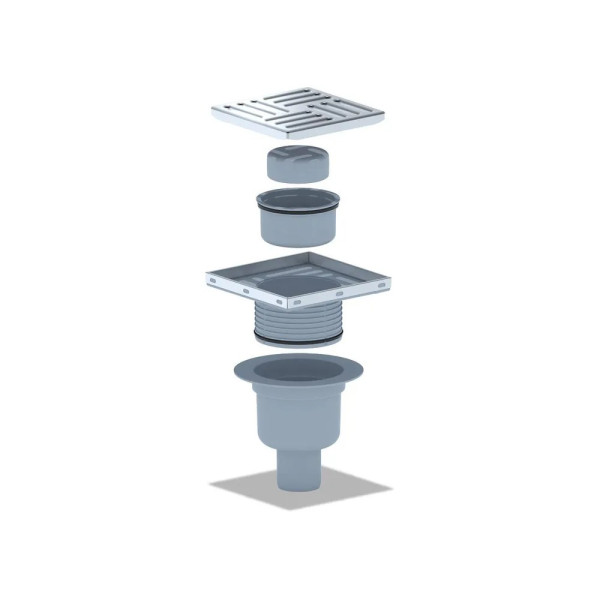 Трап вертикальный 50 мм. (150*150) АНИ регулируемый, с сухим затвором (решетка нерж.ст.) АНИ пласт (TQ5712) Трап вертикальный 50 мм. (150*150) АНИ регулируемый, с сухим затвором (решетка нерж.ст.) АНИ пласт (TQ5712)