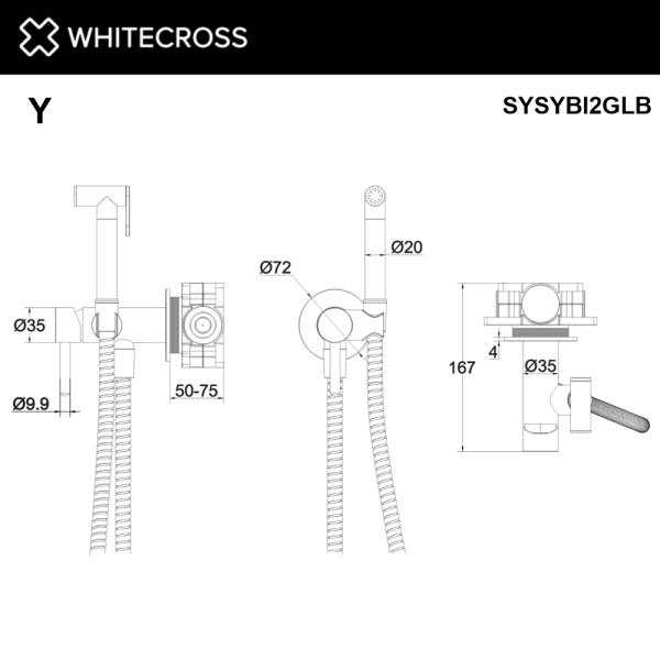 Смеситель для биде Whitecross Y брашированное золото (SYSYBI2GLB)