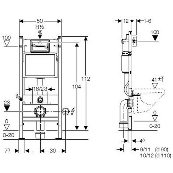 Инсталляция для подвесного унитаза Geberit Duofix Basic UP100 (111.153.00.1)