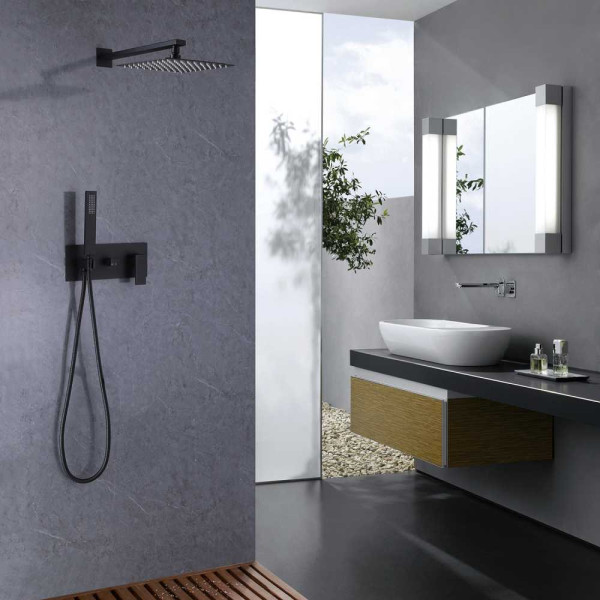 Душевая система Abber Daheim черный матовый (AF8218B)
