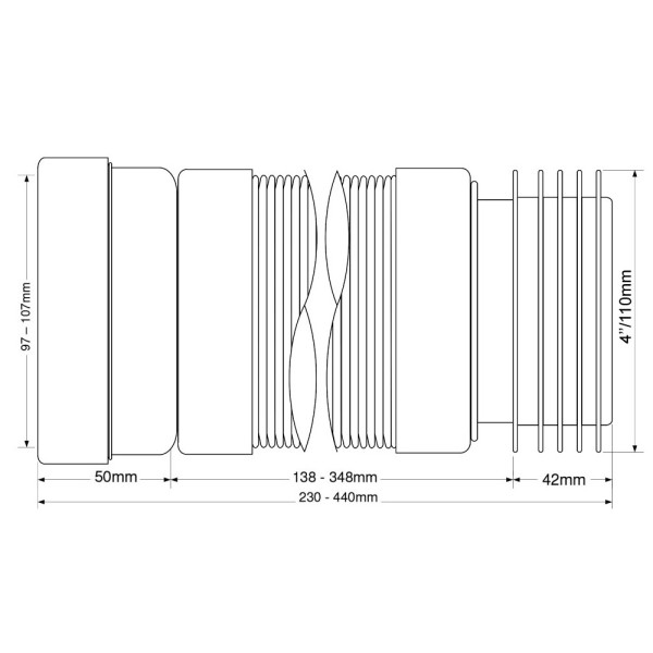 Отвод для унитаза гофрированный McAlpine 230-440 мм (MRWC-F23R)