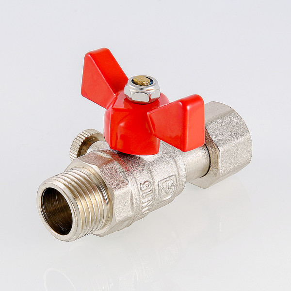 Кран 1/2"х3/8" ВН шаровый для подключения манометра Valtec (красная бабочка) VT.806.N.0403