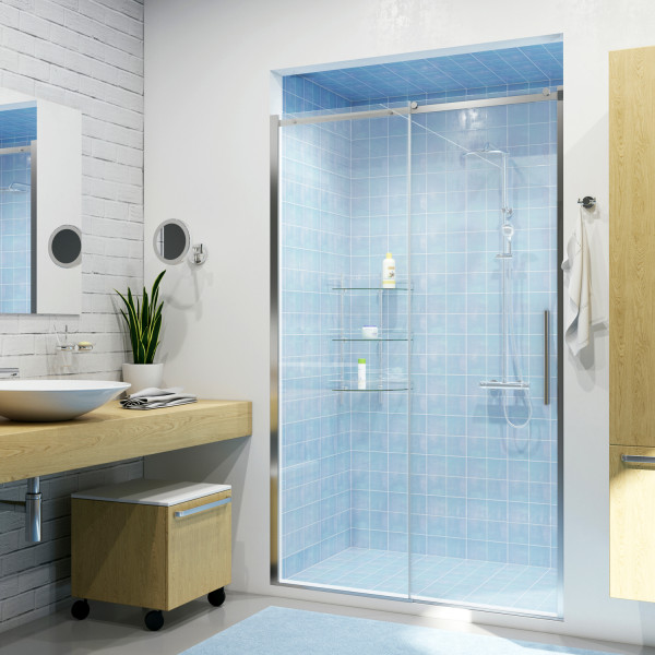 Душевая дверь WasserKraft Dinkel 140*200 стекло прозрачное, профиль хром (58R31)