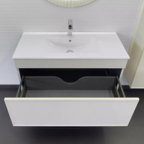 Тумба подвесная с раковиной Comforty Мадрид 1000x460x465 серый шёлк (00-00017880)