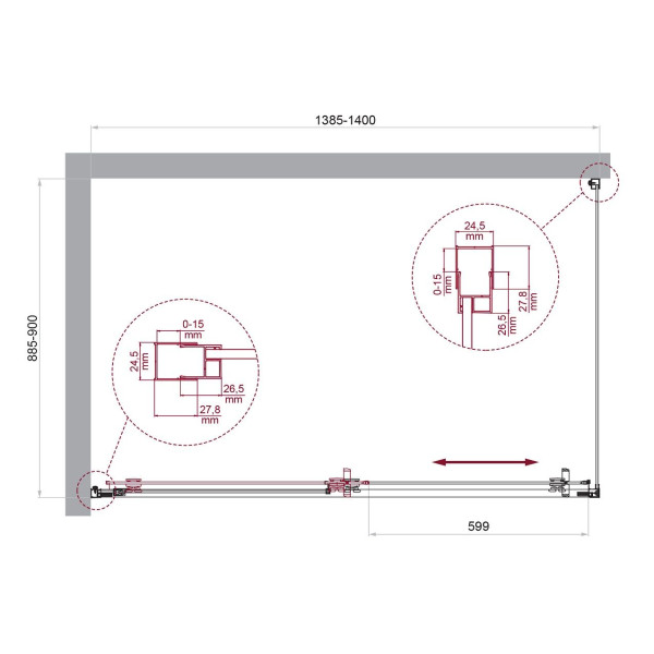 Душевой уголок BelBagno Luce 140x90x195 стекло прозрачное, профиль хром (LUCE-AH-1-140/90-C-Cr)
