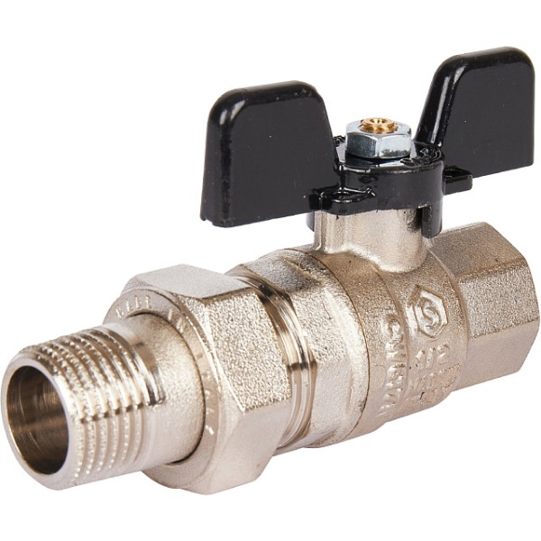 Кран 1/2" шаровый со сгоном Stout (черная бабочка, полнопроходной) (SVB-0007-000015)