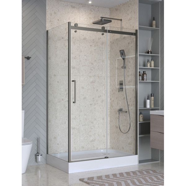 Душевой уголок BelBagno Marino 130x80x195 стекло прозрачное, профиль оружейная сталь матовая (MARINO-2-AH-1-130/80-C-GM)