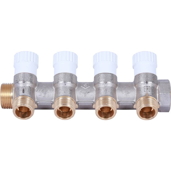 Коллектор 4 отвода регулируемый 1"x1/2" Stout (никель) (SMB-6852-011204) Коллектор 4 отвода регулируемый 1"x1/2" Stout (никель) (SMB-6852-011204)