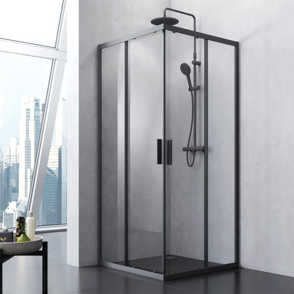 Душевой уголок AM.PM Gem S 90x90x200 стекло прозрачное, профиль черный матовый (W93G-403-090BT)