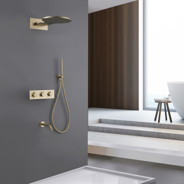 Душевая система Abber Wasser Kreis с изливом золото матовое (AF8150G)