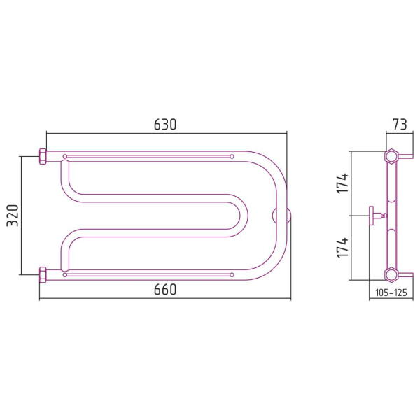 Полотенцесушитель водяной Сунержа Гусли 2 полки 320х650 хром (00-0010-3265) Полотенцесушитель водяной Сунержа Гусли 2 полки 320х650 хром (00-0010-3265)