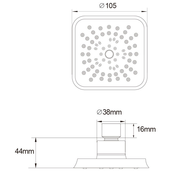 Верхний душ Melodia 105х105 мм хром (MKP27008С)
