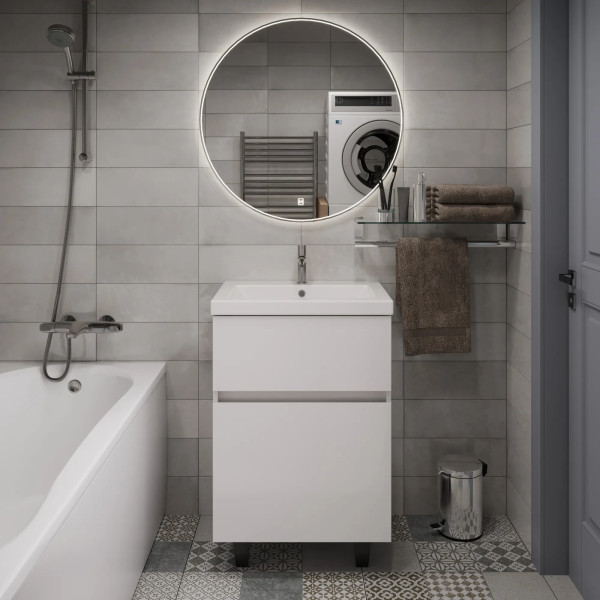 Тумба подвесная 1Marka Aris 690x440x870 белая аляска/белый глянец (Ц0000035779)