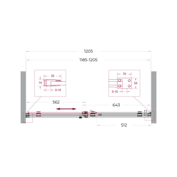 Душевая дверь BelBagno Soft Close-2 120x200 стекло прозрачное, профиль оружейная сталь матовая (SOFT_CLOSE-2-BF-1-120-C-GM)