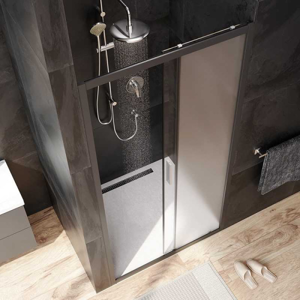 Дверь душевая AM.PM Gem 100x195 стекло прозрачное, матовое, профиль черный (W90G-100-1-195BM) Дверь душевая AM.PM Gem 100x195 стекло прозрачное, матовое, профиль черный (W90G-100-1-195BM)