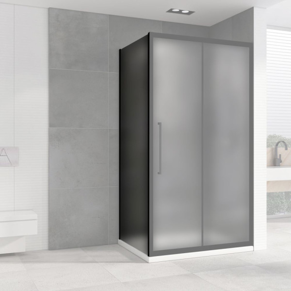 Душевое ограждение Abber Diamant 90x195 стекло матовое, профиль черный (S90BM)