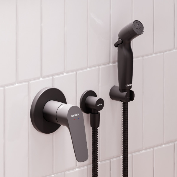 Смеситель для душа Damixa Jupiter монтируемый в стену с гиг. душем, черный (777510300)