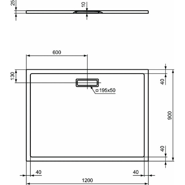 Душевой поддон Ideal Standard 90x120x25 белый (T448301)