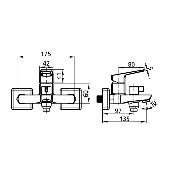 Смеситель для ванны и душа Milardo Atlantic с душевым комплектом, хром (ATLSBC0M02)