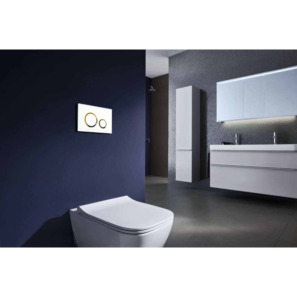 Клавиша смывная для инсталляции Azario двойная, белый+золото (AZ-8200-0046)