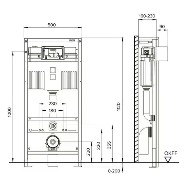 Инсталляция TECEbase 3.0 c кронштейнами с панелью смыва TECEloop хром глянцевая (латунный вентиль) (N500921)