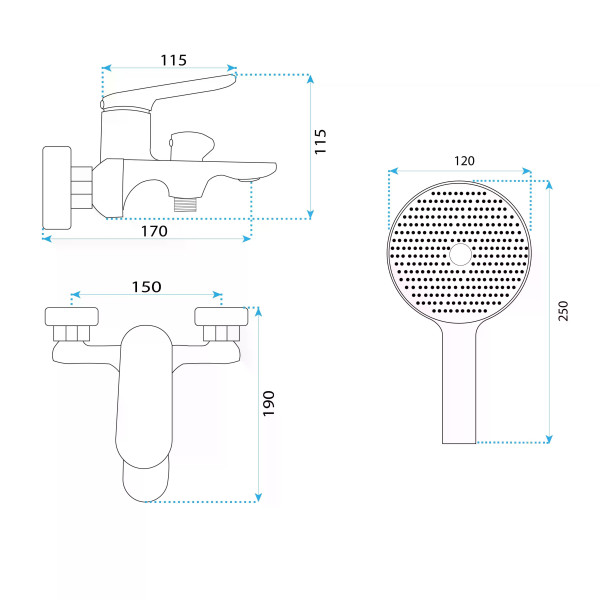 Смеситель для раковины Rea Marco с душевым комплектом оружейная сталь (REA-B5063) Смеситель для раковины Rea Marco с душевым комплектом оружейная сталь (REA-B5063)