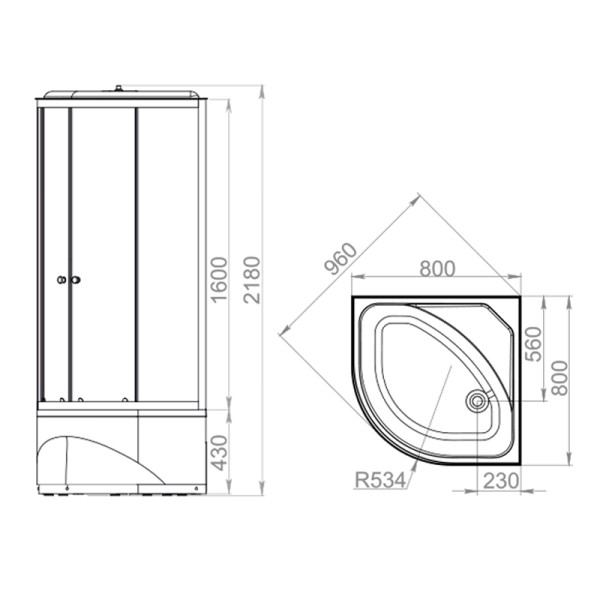 Кабина гидромассажная Melodia Classica 80х80 высокий поддон, стекло прозрачное,профиль белый (MB01006)