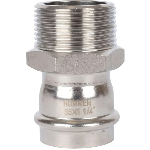 Переход 35х1 1/4"Н Rommer из нержавеющей стали (пресс) (RSS-0021-035114)