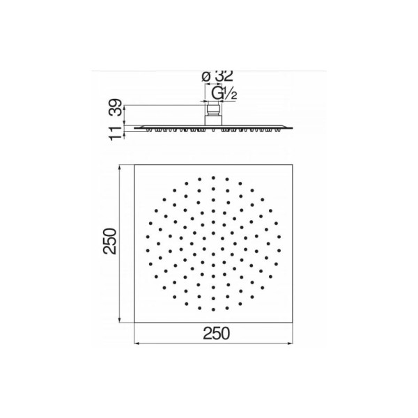 Верхний душ Nobili 25x25 см хром (AD139/134CR)