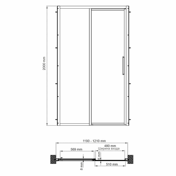 Душевая дверь WasserKRAFT Lopau 32S 120х200х90 стекло прозрачное, профиль хром (32S05L)