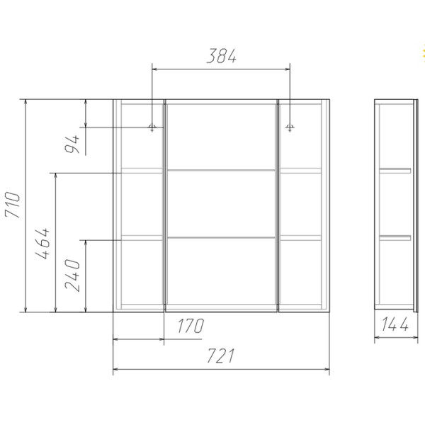 Шкаф зеркальный Домино Оскар 70 Идеал Нова (DI44176HZ) Шкаф зеркальный Домино Оскар 70 Идеал Нова (DI44176HZ)