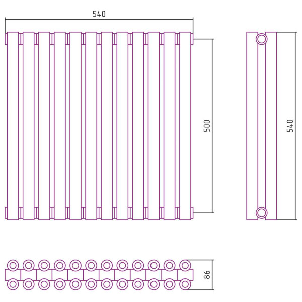 Дизайн-радиатор Сунержа Эстет-00 500*540 12 секций белый (12-0332-5012)