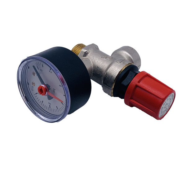 Клапан предохранительный с манометром RBM 1/2"ВН 2,5 бар (354.04.30) Клапан предохранительный с манометром RBM 1/2"ВН 2,5 бар (354.04.30)