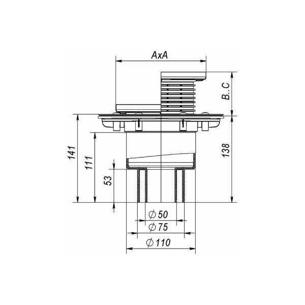 Трап регулируемый Fachmann T 310.0 PDsB 145x145 вертикальный выпуск DN50/75/110 с "сухим" гидрозатвором, решетка чугунная, пластиковый подрамник (04.0 Трап регулируемый Fachmann T 310.0 PDsB 145x145 вертикальный выпуск DN50/75/110 с "сухим" гидрозатвором, решетка чугунная, пластиковый подрамник (04.0