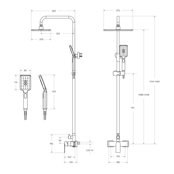 Душевая система Cezares Slider черный матовый (SLIDER-CD-NOP)