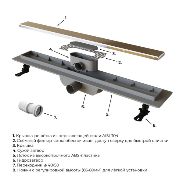 Душевой лоток RGW Drain Leo 600 хром (60211160-01) Душевой лоток RGW Drain Leo 600 хром (60211160-01)