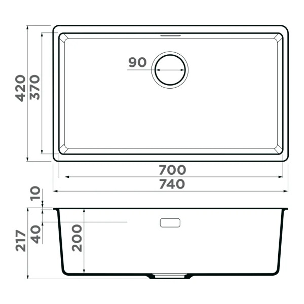 Мойки врезные Omoikiri Kata 74-U-PA 74x42 artgranit/Пастила (4997575)
