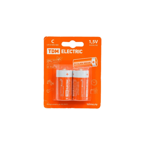 Элемент питания TDM LR14 C Alkaline 1,5V BP-2 (2 шт) (SQ1702-0011) Элемент питания TDM LR14 C Alkaline 1,5V BP-2 (2 шт) (SQ1702-0011)