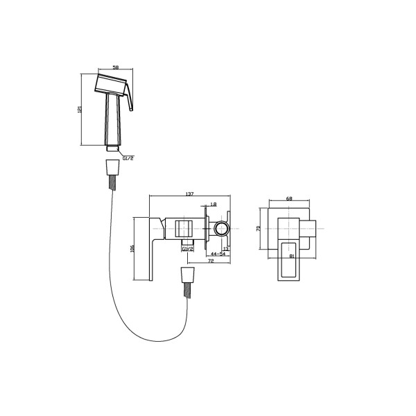 Гигенический душ со смесителем BelBagno (LUC-HGN-NERO)